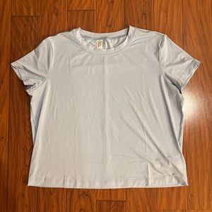 Spanx Oxford Butter Short Sleeve Tee Womens Medium Light Blue Soft Top